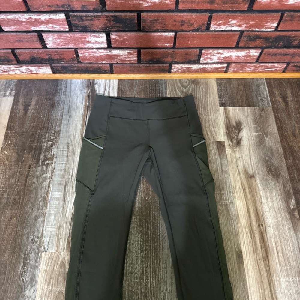 Lululemon Olive Green Leggings with Side Pockets